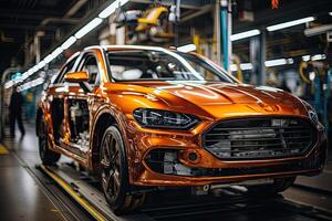 Car service. Car in workshop. Auto repair. Automotive industry. photo