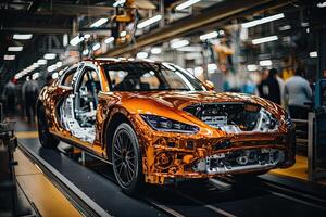 Car service. Car in workshop. Auto repair. Automotive industry. photo