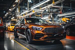 Car service. Car in workshop. Auto repair. Automotive industry. photo