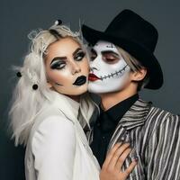 A gen z couple in halloween outfits. Ai generated photo