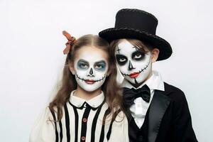 kids with halloween makeup. Ai generated photo