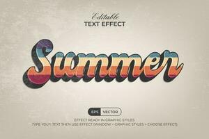 Summer text effect retro style. Editable text effect. vector