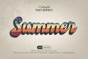 Summer text effect retro style. Editable text effect. vector