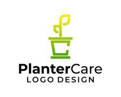 PC letter monogram planter logo design. vector
