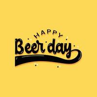 Beer day retro style typography illustration on yellow background to celebrate international beer day. Beer day logo, sticker, banner, template, poster. vector