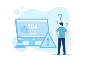 A man looking for solutions to computer errors concept flat illustration vector