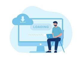 The process of loading input data concept flat illustration vector