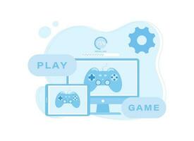 Install games on computers and tablets concept flat illustration vector