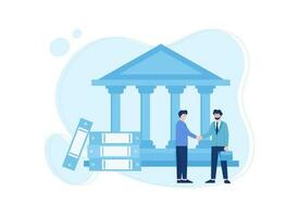 el banco préstamo contrato estaba exitoso concepto plano ilustración vector