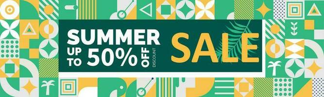 summer sale Special offer or discount in prices. sales banner with geometric abstract White background in retro style. end of season sale design includes colorful abstract shapes. vector