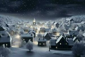 Winter village snow. Generate Ai photo