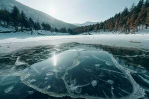 grieta hielo superficie. generar ai foto