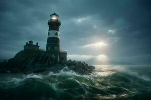 Sea lighthouse vision. Generate Ai photo