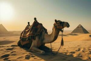 Caravan camel. Generate Ai photo