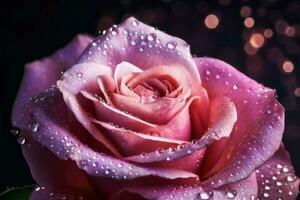 Rose pink water drops. Generate Ai photo