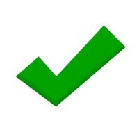 Green check mark icon. Correct answer or complete. Done. Vector. vector