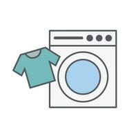 Icon of washing machine and T-shirt. Vector. vector