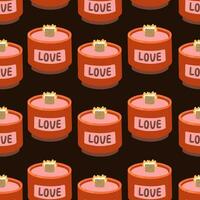 Love candle vector seamless pattern. Home decoration for romantic date Valentines Day texture background