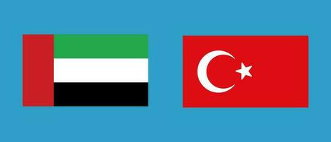 Icon set of United Arab Emirates flag and Turkish flag. Vector. vector