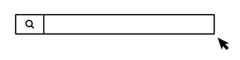 Search box with wide input space. Web search bar and mouse cursor. Internet search engine. Vector. vector