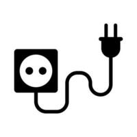 Outlet silhouette icon connected to a socket. Charging. Vector. vector