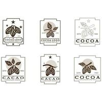 cacao logotipo,cacao frijol, cacao árbol,cacao ramas y hojas,chocolate mezcla en blanco fondo, vintage, moderno, simple, minimalista icono ilustración modelo diseño vector