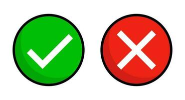 Pop round check mark and cross mark icon set. Vector. vector