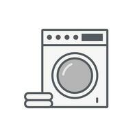 Washing machine and towels. Vector. vector