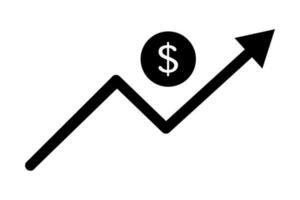 Dollar exchange rate increase silhouette icon. Vector. vector