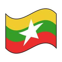 Waving Myanmar flag icon in the wind. Vector. vector