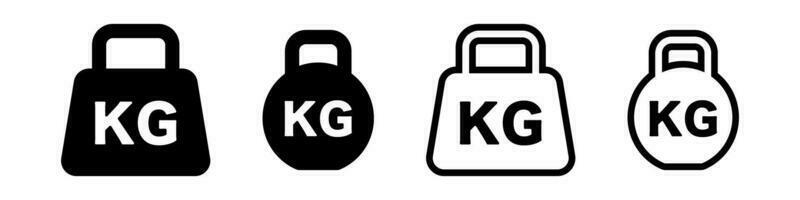 kilogramo peso icono colocar. kg colocar. rutina de ejercicio y peso capacitación. vector. vector