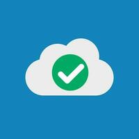 Clouds and check mark icon. Upload complete. Vector. vector