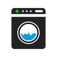 Front loading washing machine in operation. Vector. vector