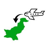 Pakistan travel icon. Airplane arriving in Pakistan. Vector. vector