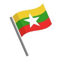 Flat design iron pole and Myanmar flag. Vector. vector