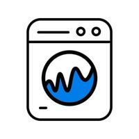 Icon of a washing machine with water shaking inside the washing tank spinning. Vector. vector