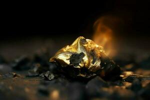 oro pepita carbones excavar. generar ai foto