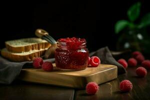 Homemade raspberry jam food. Generate Ai photo