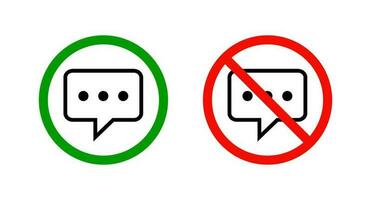 Conversation Permission and Conversation Prohibition Icon Set. Conversation restrictions. Vectors. vector