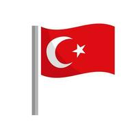 Turkish flag and pole icon. Vector. vector