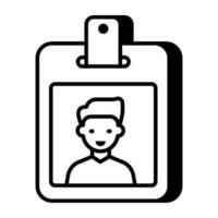 A linear design icon of id card vector