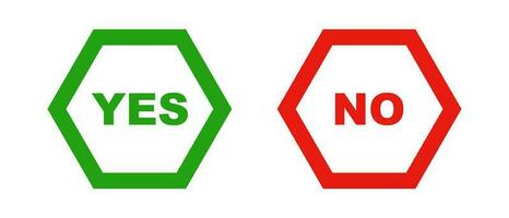 Hexagonal YES and NO icon set. Vector. vector