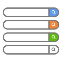 Search box set in different colors. Web search bar. Internet search system. Vector. vector