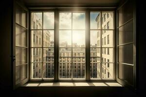 ventana ciudad ver edificio. generar ai foto