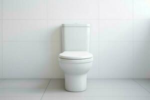 White minimalist toilet wall. Generate Ai photo