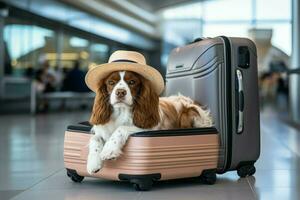 spaniel raza perro viaje. generar ai foto