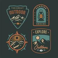 set collection of vintage adventure badge. Camping emblem logo with mountain illustration in retro hipster style. vector