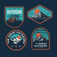 set collection of vintage adventure badge. Camping emblem logo with mountain illustration in retro hipster style. vector