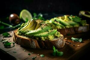 Avocado toast board. Generate ai photo