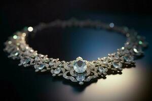 Elegant diamonds necklace. Generate Ai photo